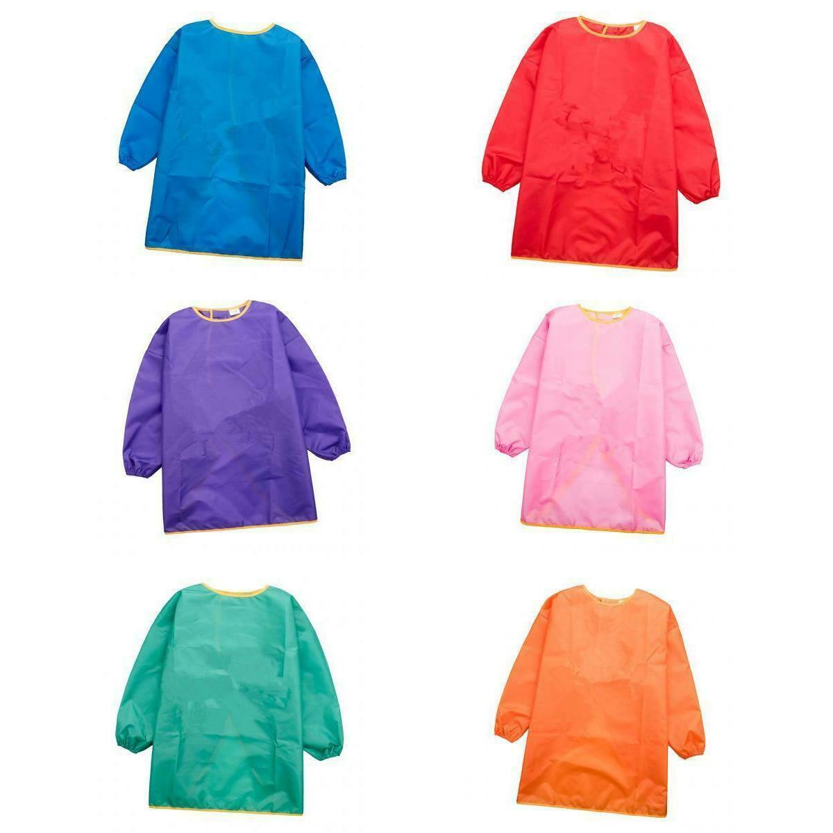 6 Colors Kids Waterproof Apron Long-sleeve Smock Painting Art Craft Toddler L