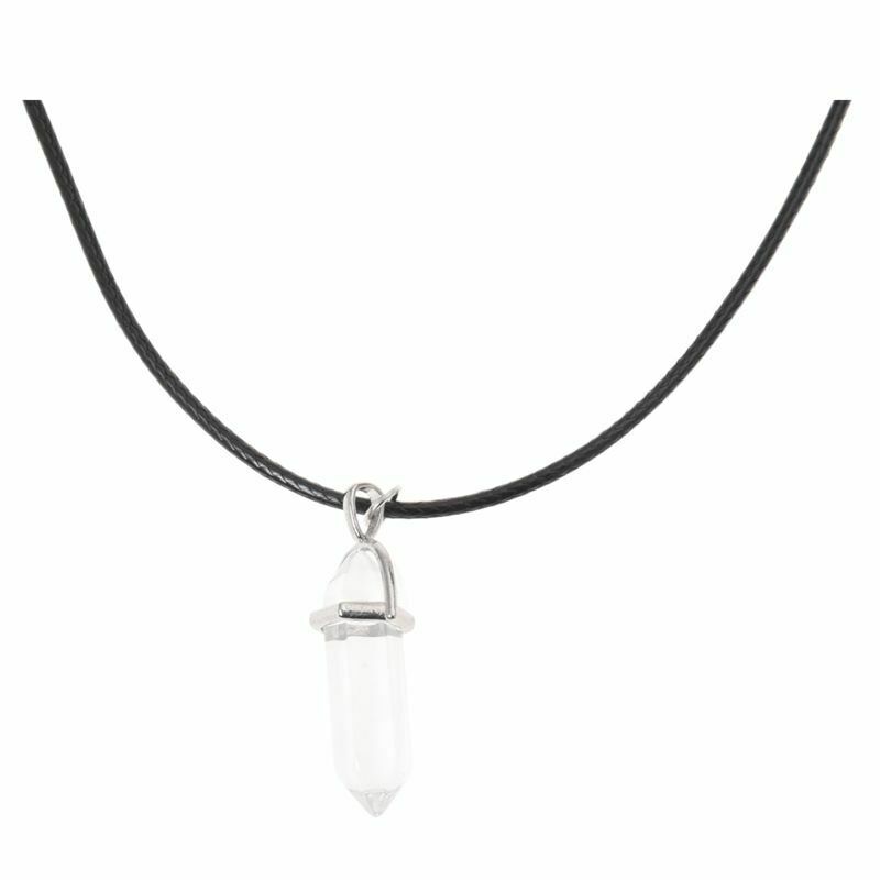 Classic Art Natural Quartz Healing Point Chakra Reiki Pendant Rope Necklace TrL3