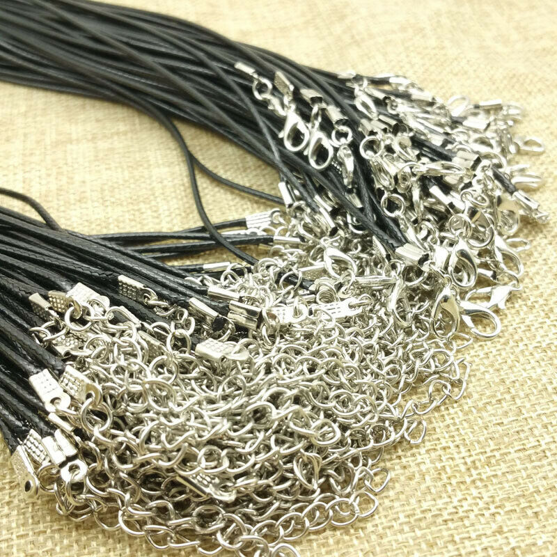 Wholesale 100pcs black PU wax rope leather rope