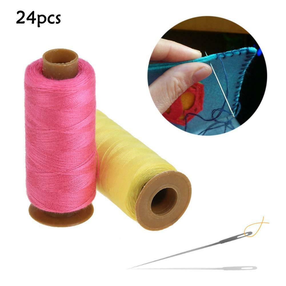 24 Roll 500 Yards Colorful Durable Hand Stitch Cotton Line Sewing Thread @
