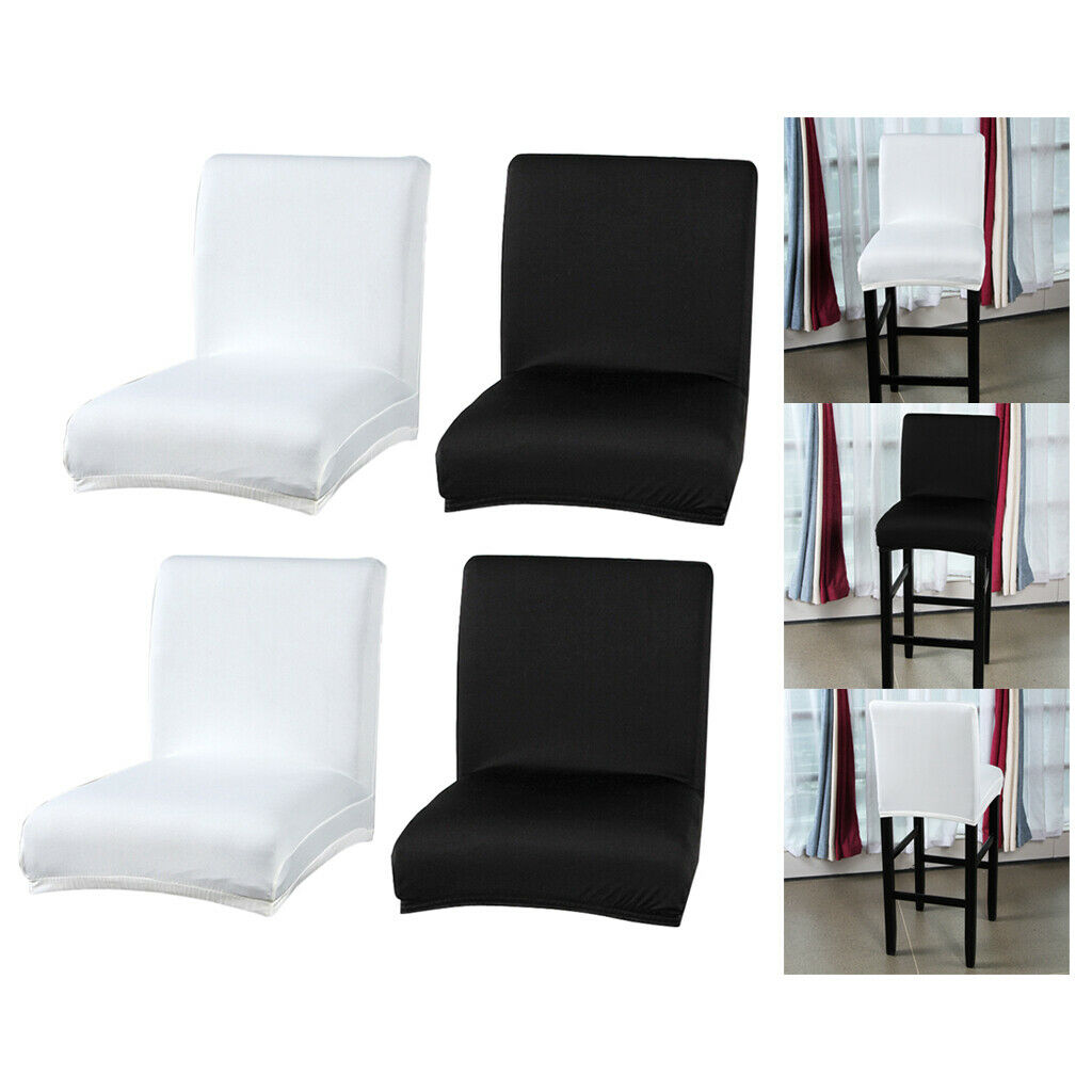 4pcs Chair Seat Cover Stool Slip Covers Black &