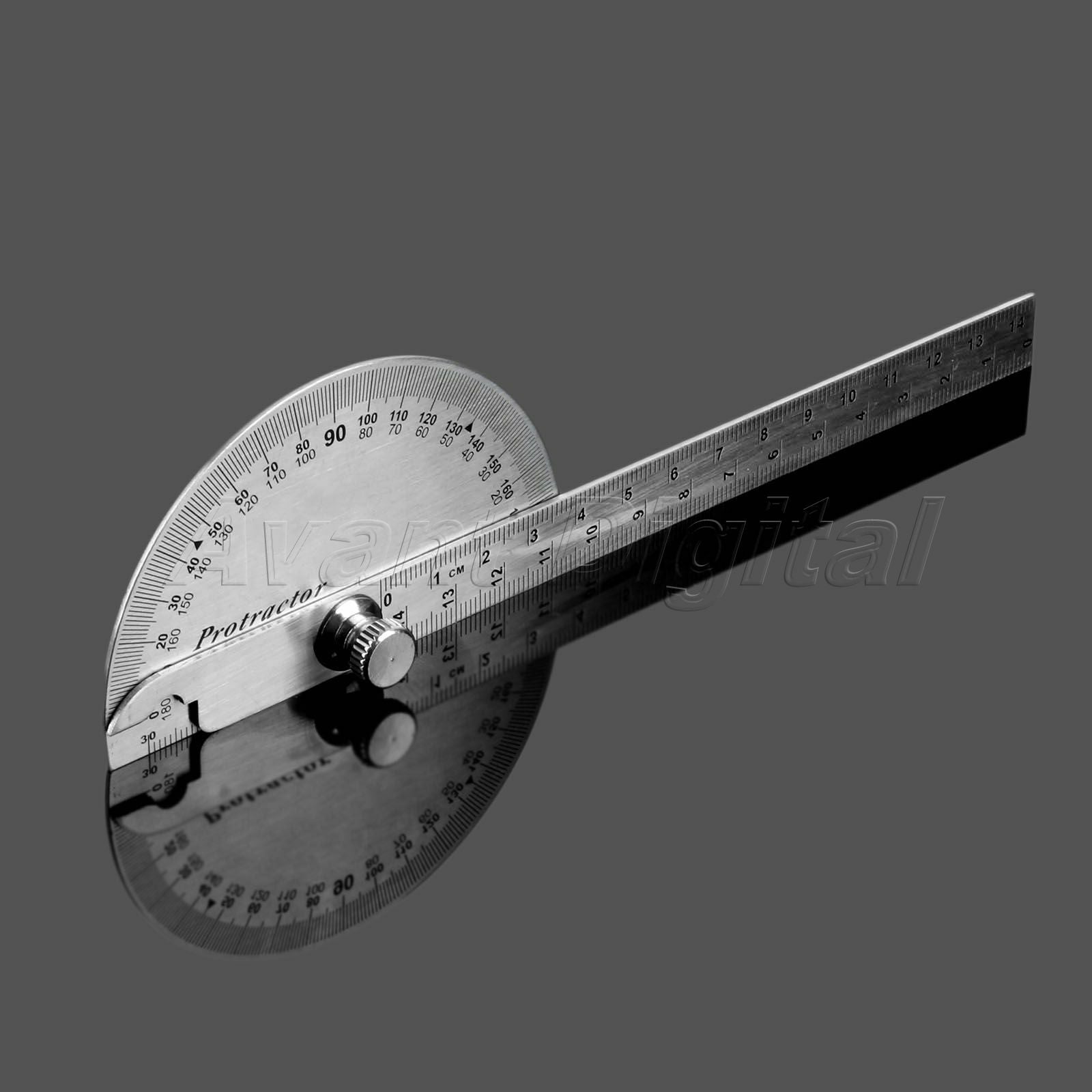 Protractor 1pc Stainless Steel 0 to 180 Degrees Arm Ruler Angle Measuring Tool