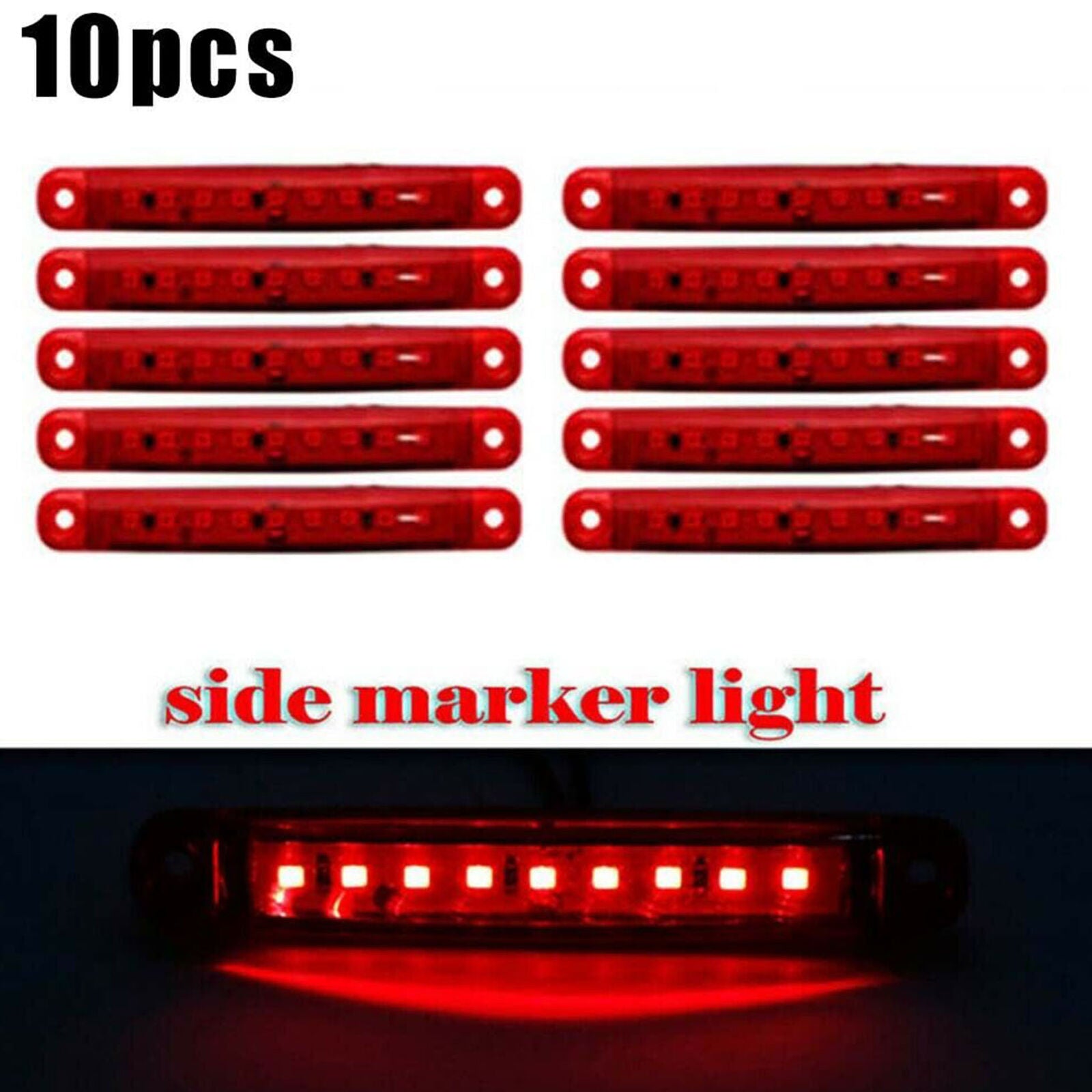 10X 9 LED FOR TRUCK TRAILER CAR BUS RED SIDE REAR FRONT MARKER LIGHT LAMPS 24V