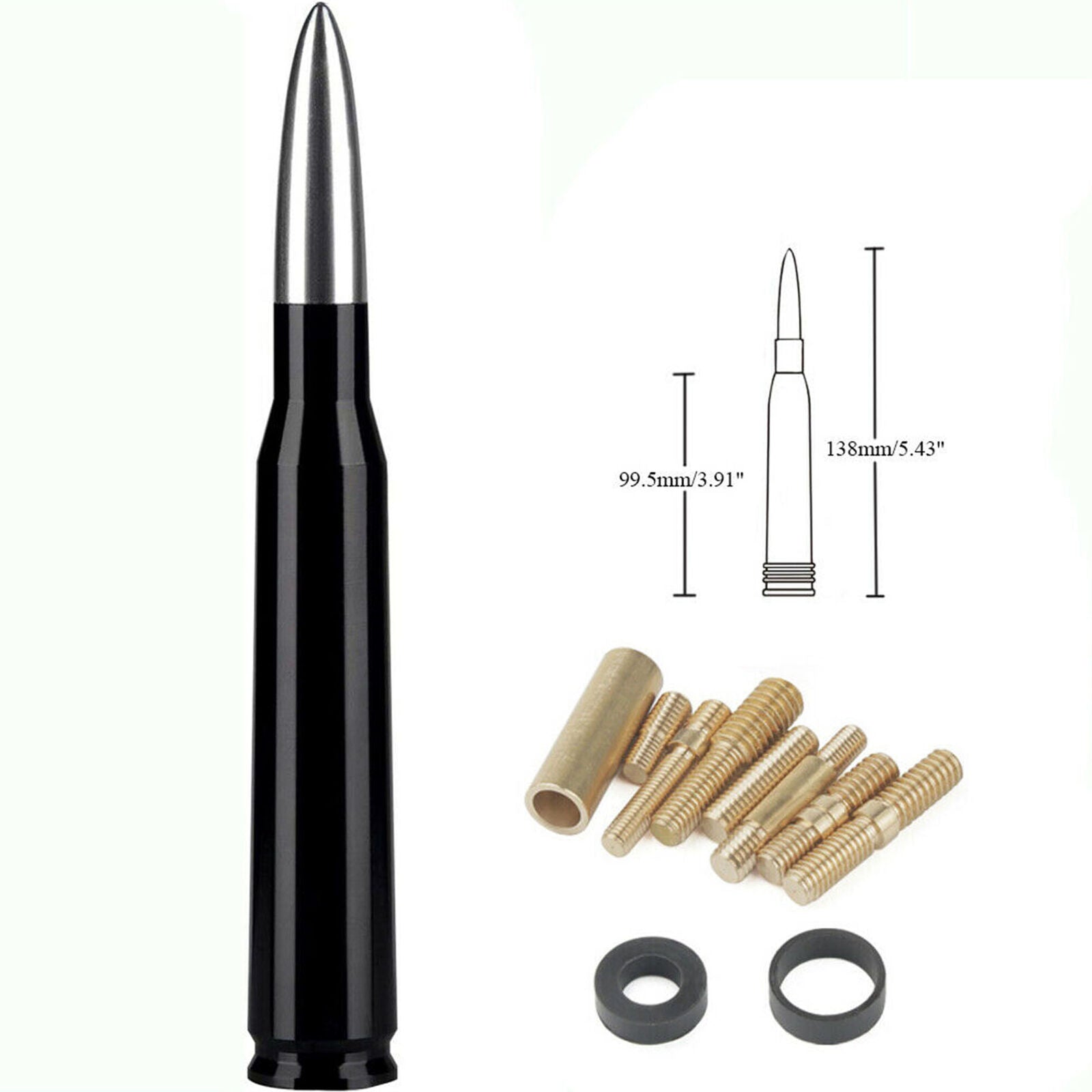 Black Gunmetal Tip 50 Caliber Bullet Antenna For Dodge RAM 1500 2500 3500 4500