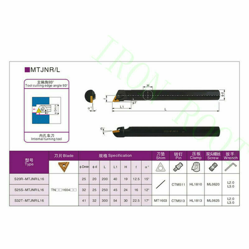 3/4'' x 8'' S20R-MTJNR16 Indexable Boring Bar Turning Tool Holder+TNMG332 insert