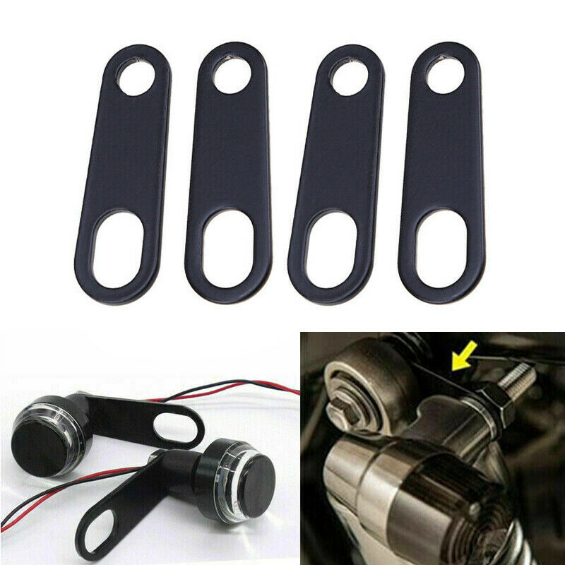 4PC Black Iron Motorcycle Turn Signal Light  Small Holder Brackets Universal Fit