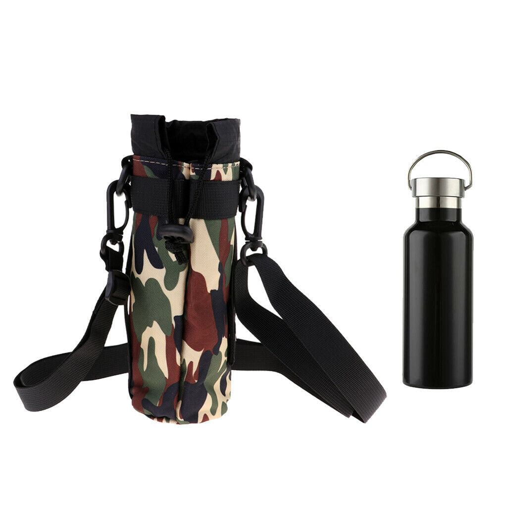 500ml Black Camping Hiking Travel Sport Bottle Water Drinking Vacuum Cup and