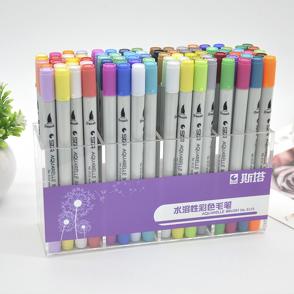 80 Colors Dual Tip Brush Marker Pens Art Paint Highlighter Watercolor ink 2pcs