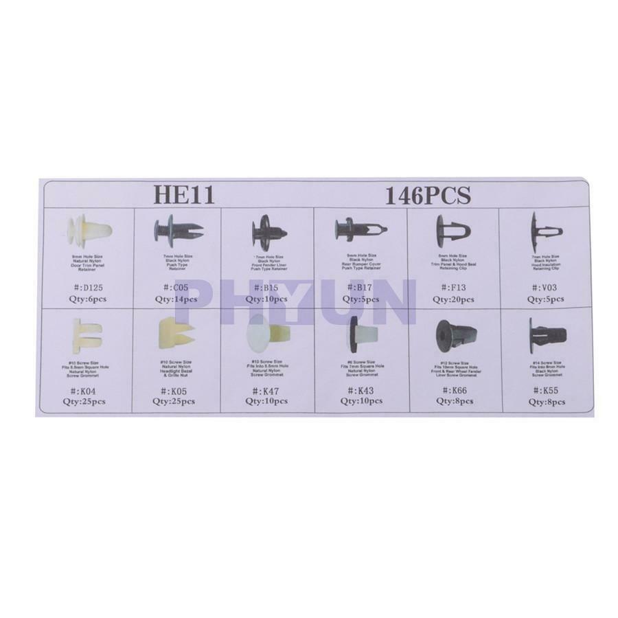146pcs Plastic Car Body Panel Fender Fasteners Clips Rivets w/30pcs Removal Tool