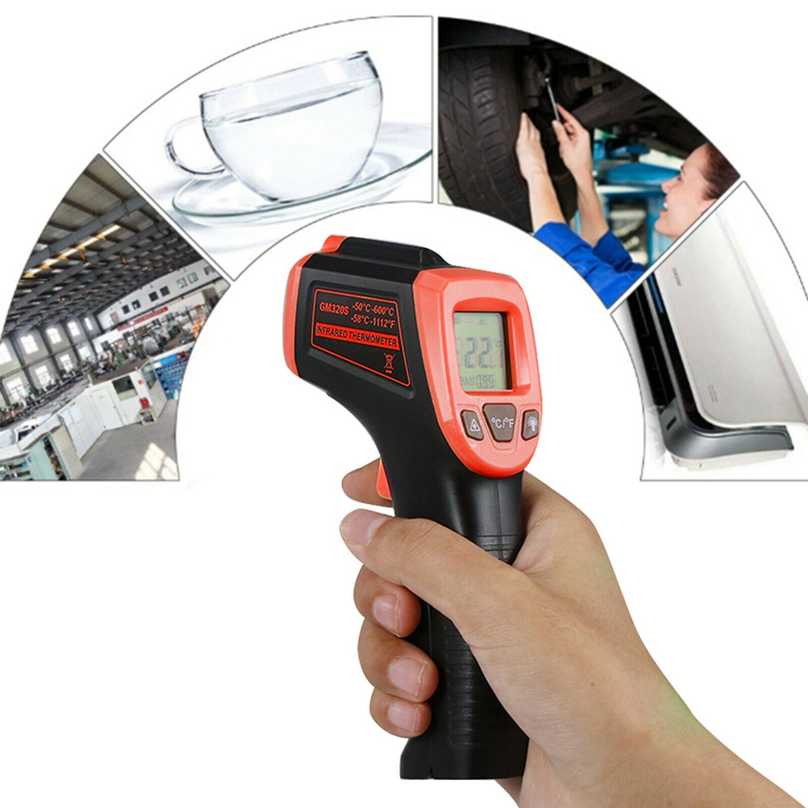 Digital thermometer infrared hand temperature gun contactless red