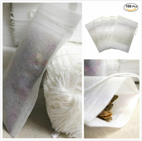 100pcs Non-woven Empty Teabags String Heat Seal Filter Paper Herb Loose Tea Bag