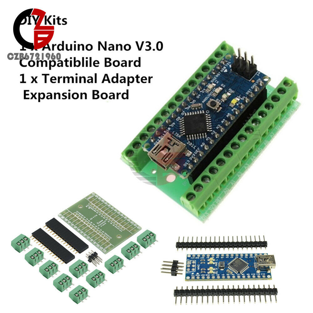 Nano V3.0 ATmega328 CH340G + Expansion Board Terminal Adapter for DIY Arduino