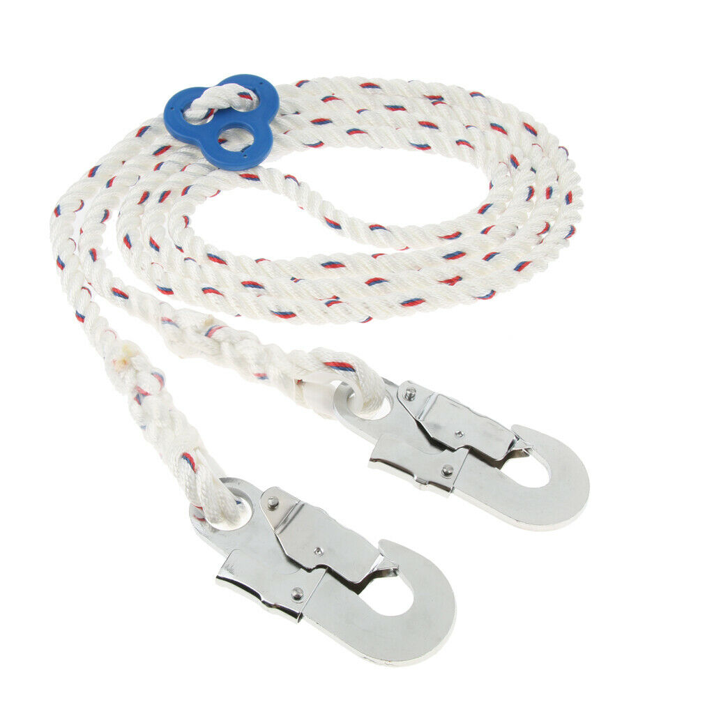 23KN Climbing Fall Protection Lanyard Harness Rope Belt w/ Clip Hook Buckle