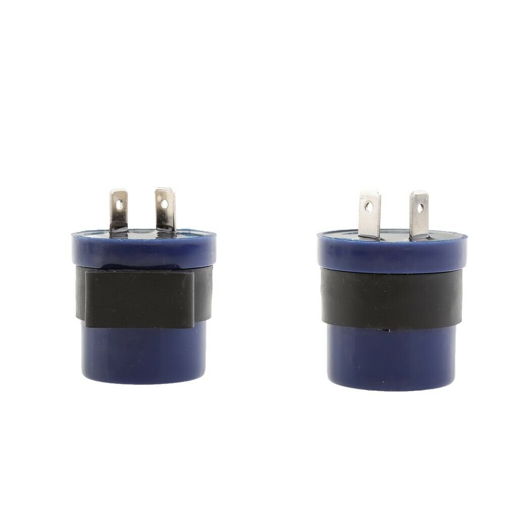 2Pcs 6-12V 2 Pin Motorcycle Beeper Turn Signal Indicator Relay Flasher Blue