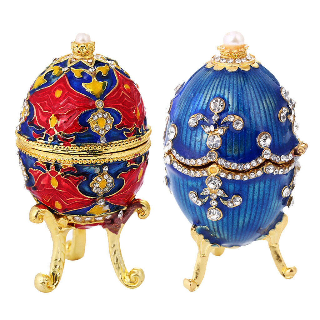 2Pcs Easter Egg Trinket Box Souvenir Craft Jewelry Birthday Gift Home Decoration