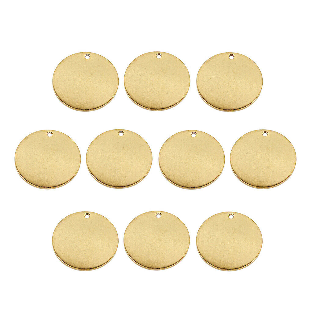 10 Pieces Metal Flat Round Circle Blank Coin Stamping Charms Tag Pendant