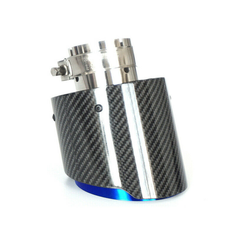 66mm Inlet Roasted Blue Carbon Fiber Steel Car Exhaust Pipe Tail Muffler End Tip