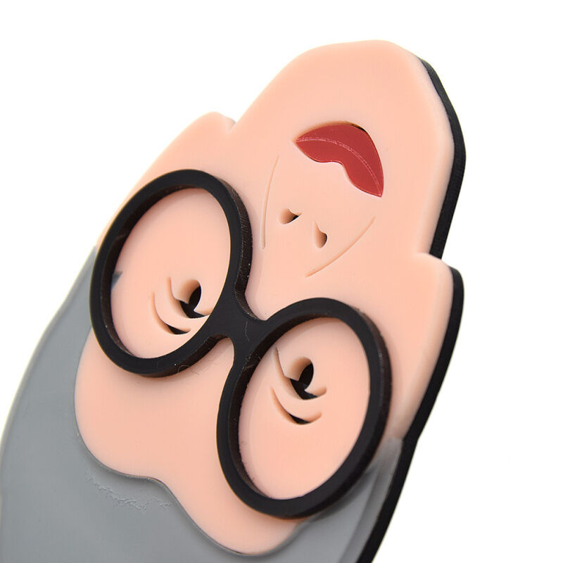 Cartoon Old Granny Portrait Brooch Pin Acrylic Jewelry Gift Clothes Bag Decor