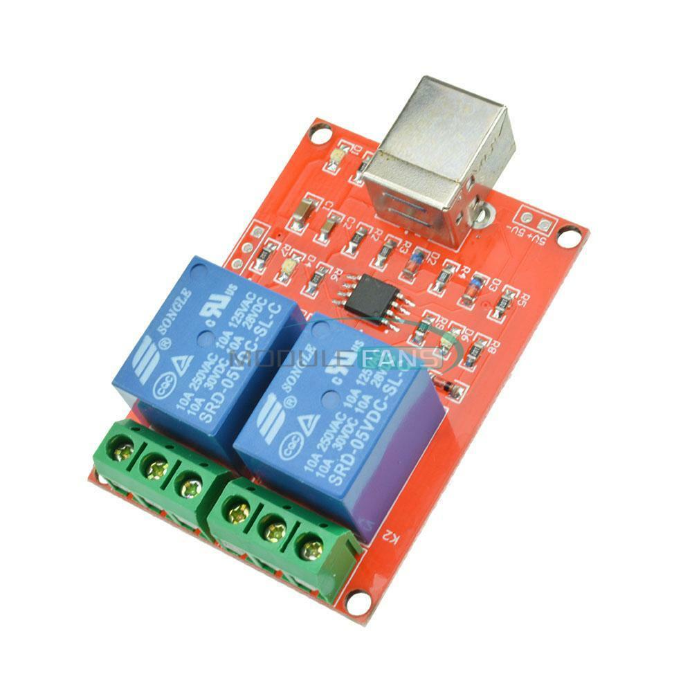 USB 5V Relay 2 -Channel Programmable Computer Control For Smart Home