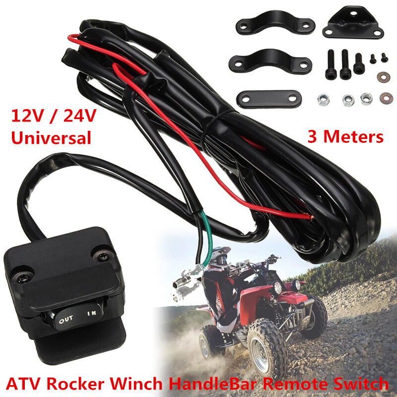 12V/24V Winch Rocker Switch ATV Handlebar Control Line Warn Accessories 3 Meters