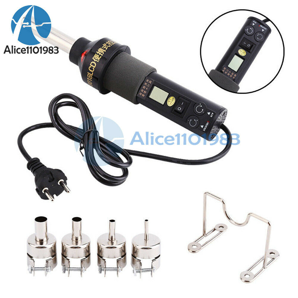 220V GJ 8018LCD 450W Soldering Station Hot Air Gun DesolderEU Plug + 4 Nozzles