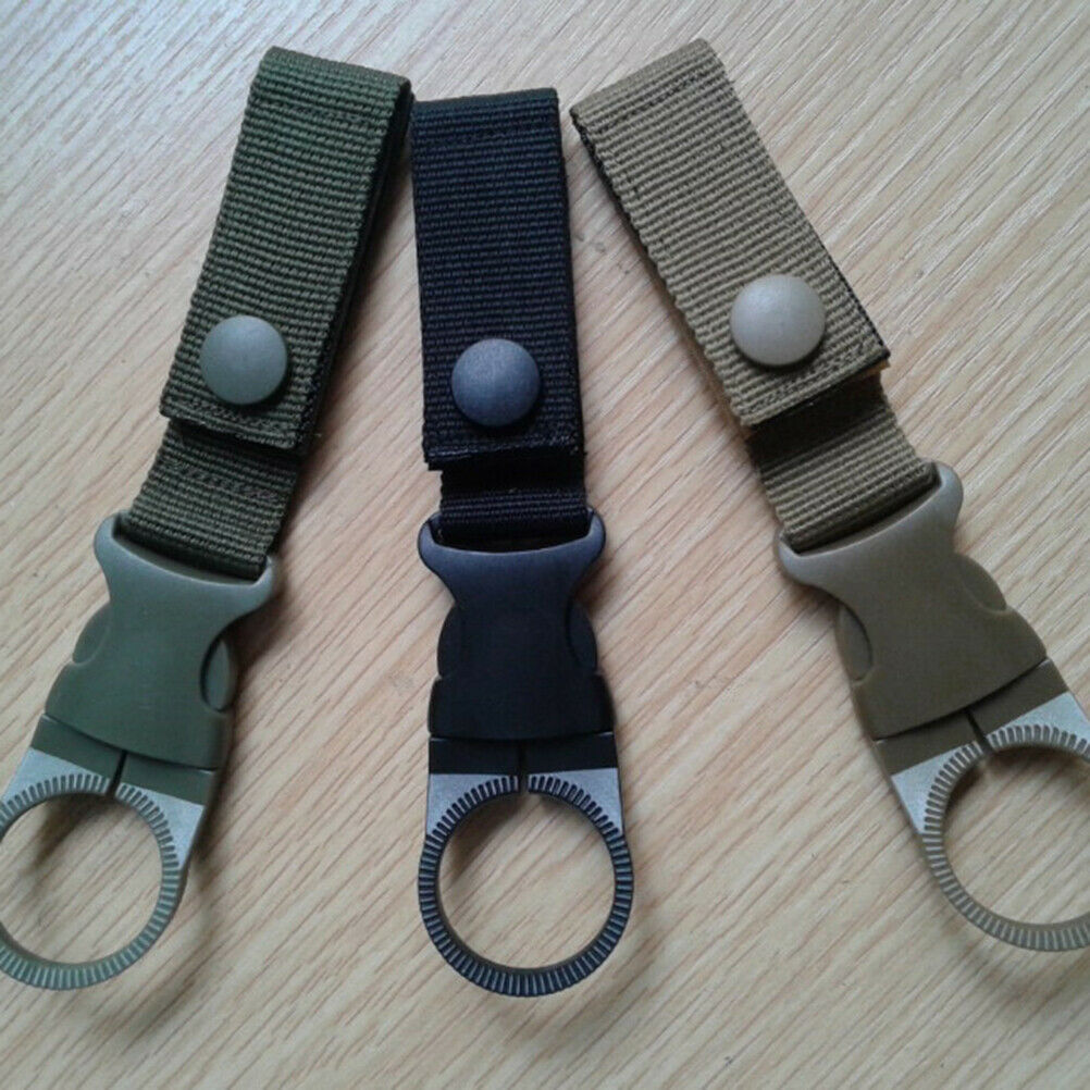 2*Outdoor Durable Water Bottle Holder Carabiner Clip Camping Hiking Buckl.l8