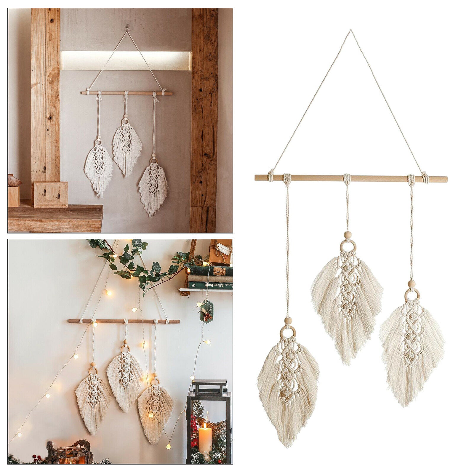 Macrame Wall Hanging Tapestry Chic Bohemian Woven Leaves Fringe Wall Ornaments