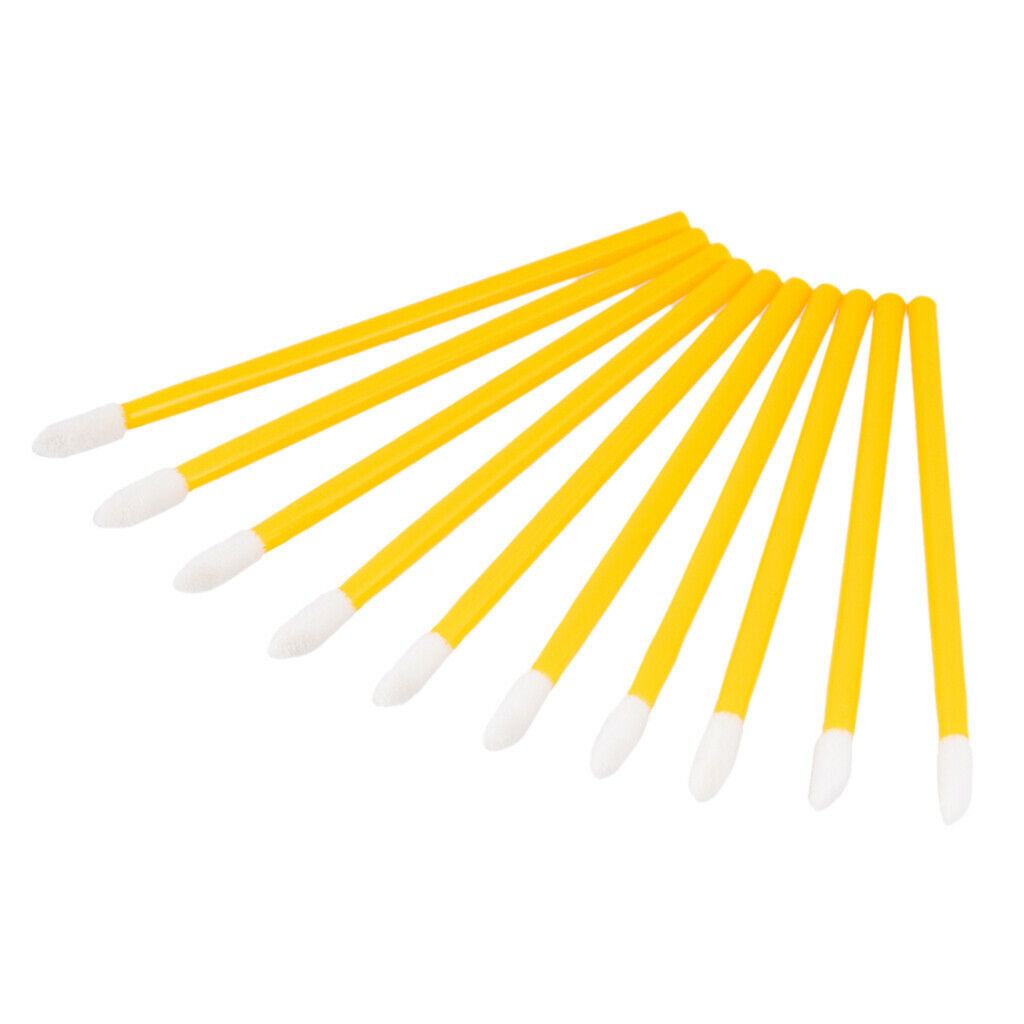 100Pieces Disposable Lip Gloss Brush Lipstick Wands Makeup Applicator Yellow