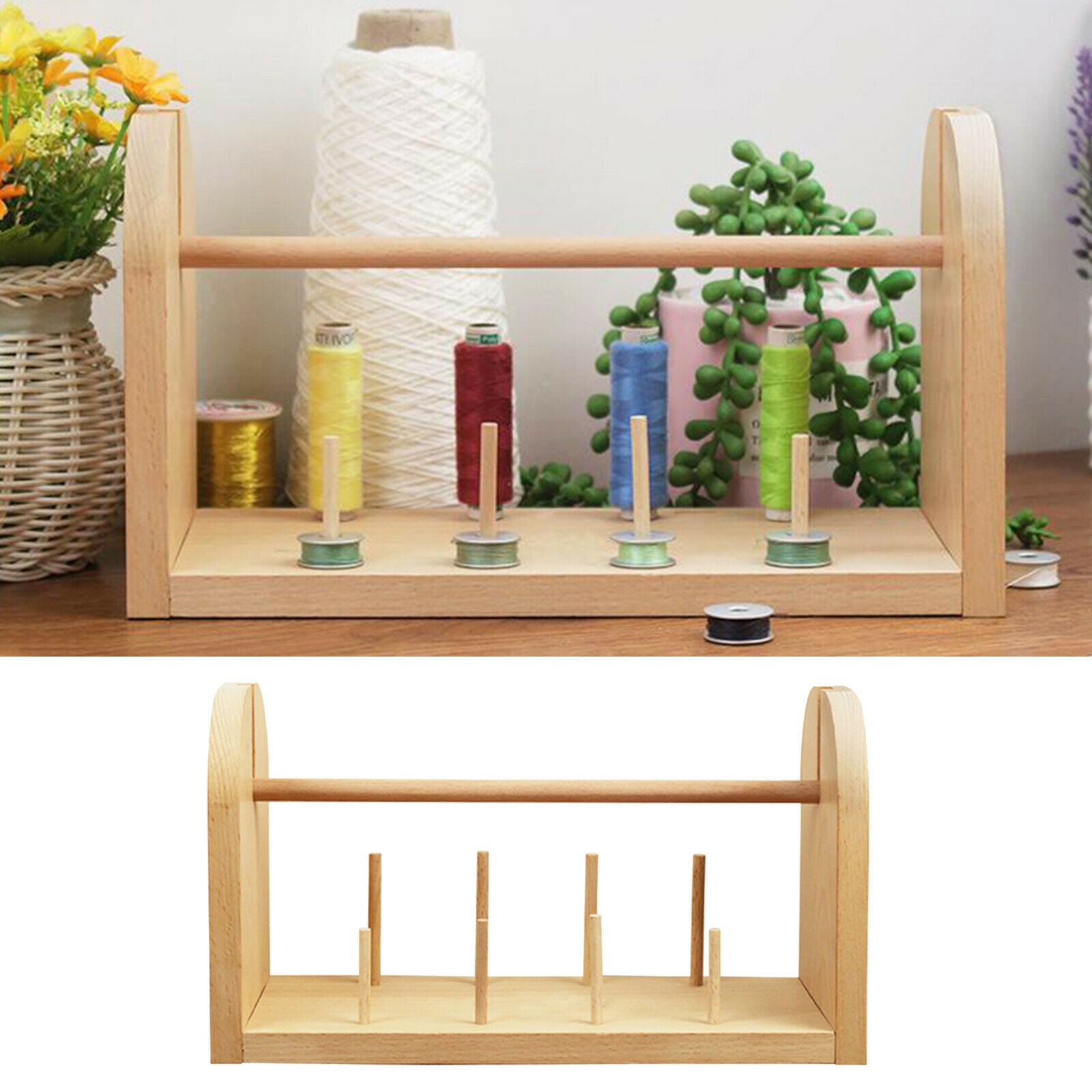 Wood Thread Rack Stand Organizer Embroidery Storage Quilting Knitting Accs