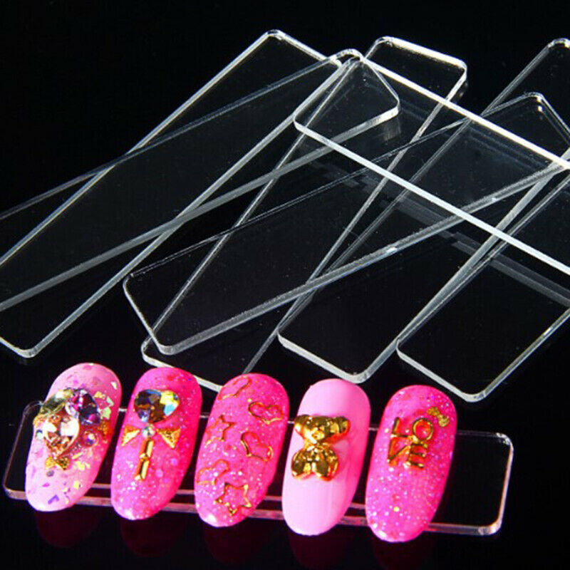 50pcs False Nail Display Show Stand Clear Rectangle Holder Strip Practice T Lt