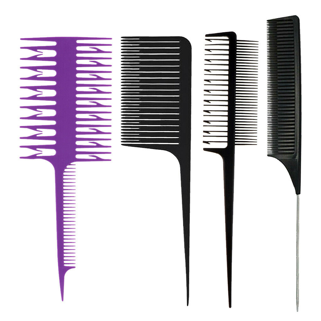 Rat Tail Sectioning Foiling Comb for Hair Dyeing/Highlighting/Balayage 4pcs
