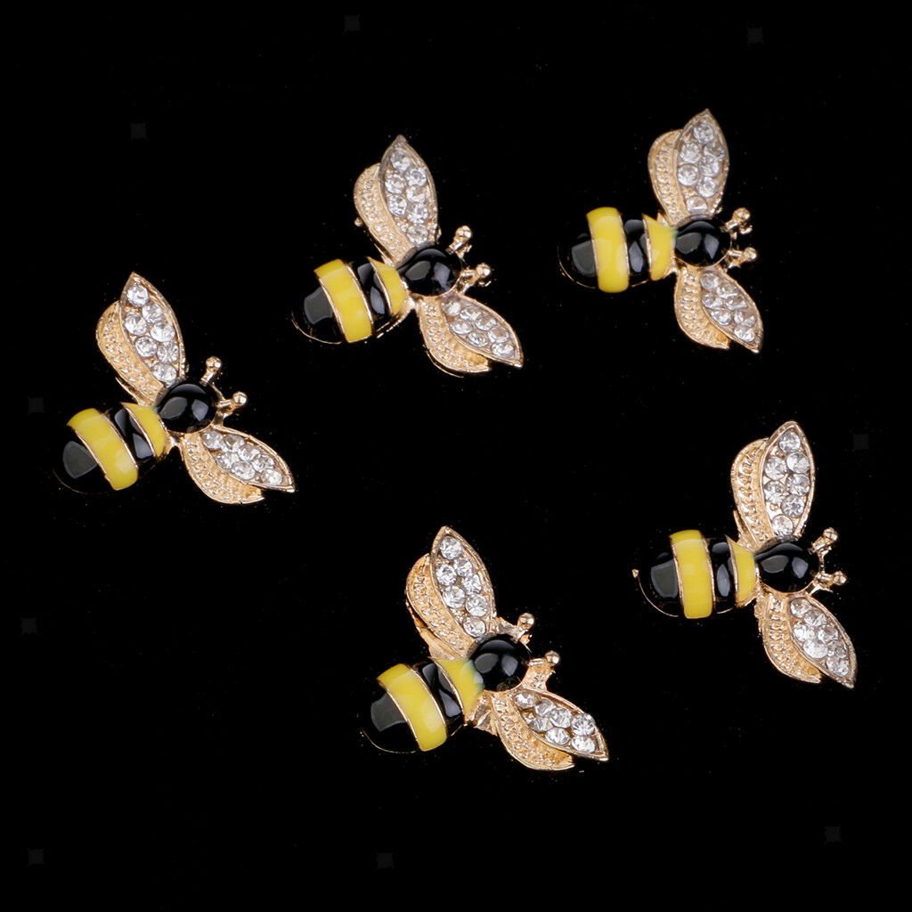 10pcs Alloy Bee Shape Rhinestone Flatback Buttons for Jewelry Making Crafts