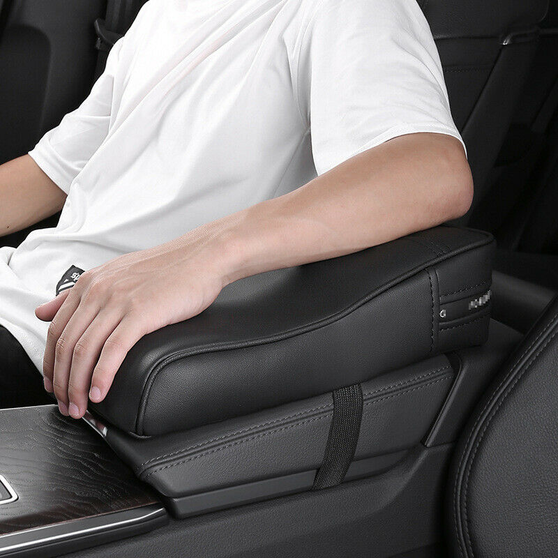Memory Foam Car Armrest Cover Consoles Tissue Storage Box Pad Cushion PU Black