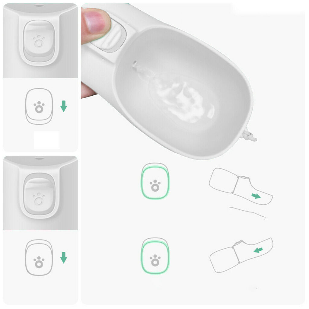 Dog Bottle Leakproof Outdoor Pet Cat Travel Dispenser Tray White
