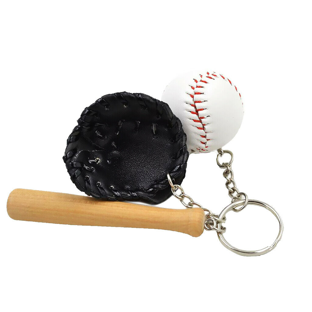 2pcs Mini Baseball Keychain Car Keychain Key Ring Creative Gift for Sports