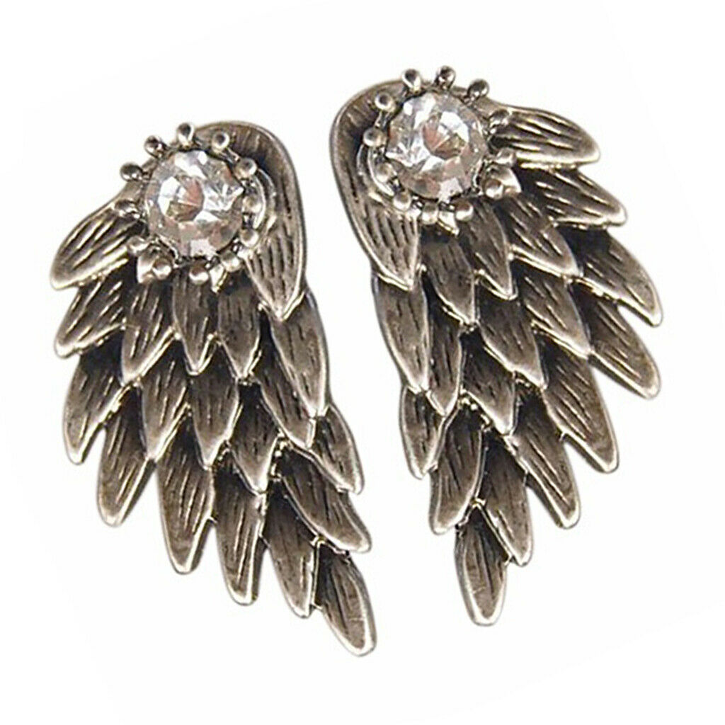4pcs Punk Women's Cool Jewelry Angel Wings Rhinestone Drop Stud Earrings