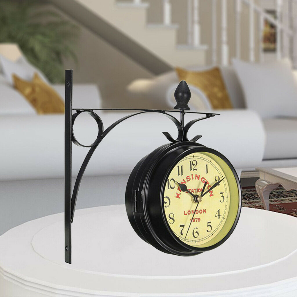 Modern Art Design Double Sided Wall Clock Station Clock Home Classic Art Decor