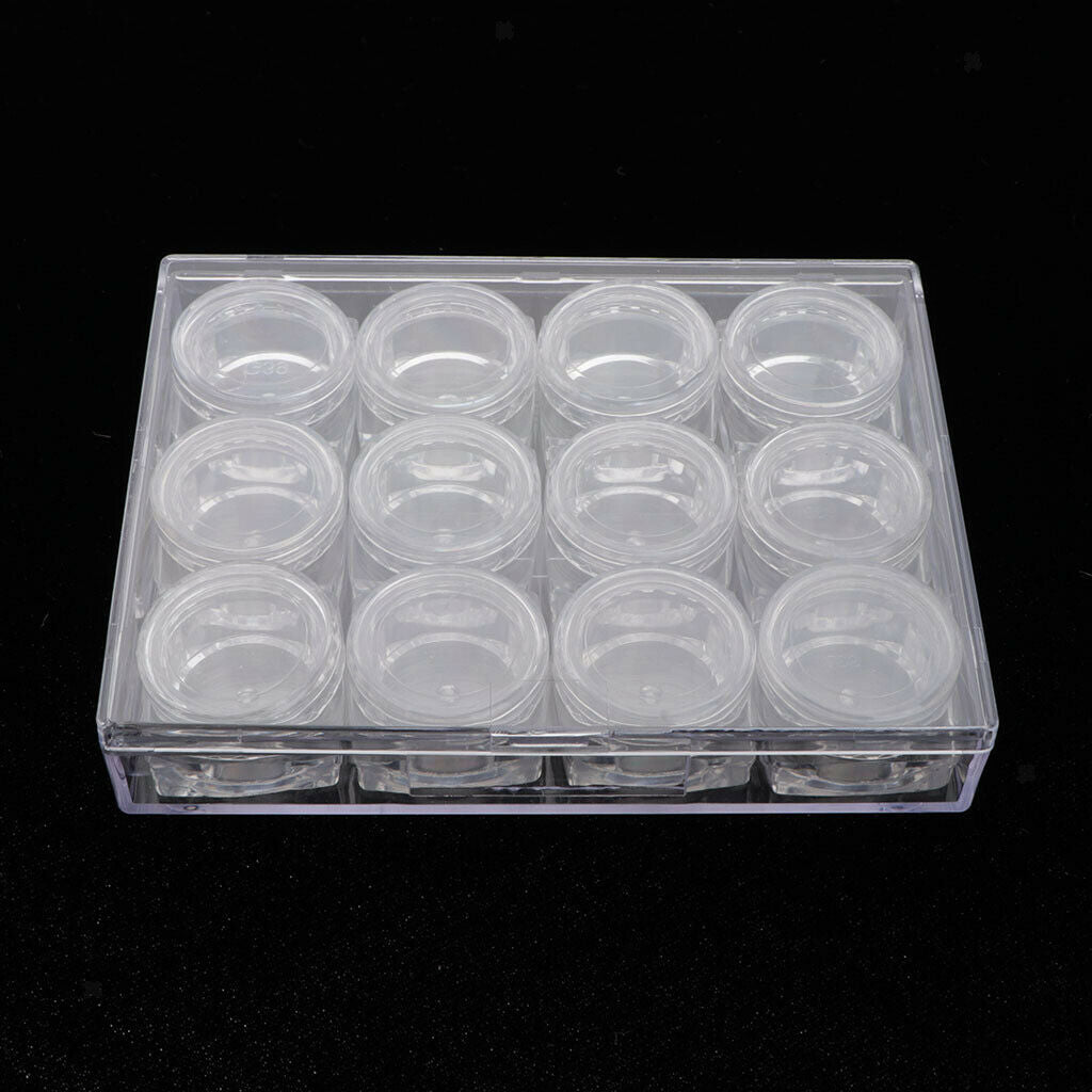 12 Pieces Clear Storage Boxes Jewelry Nail Art Beads Pills Small Item Cases