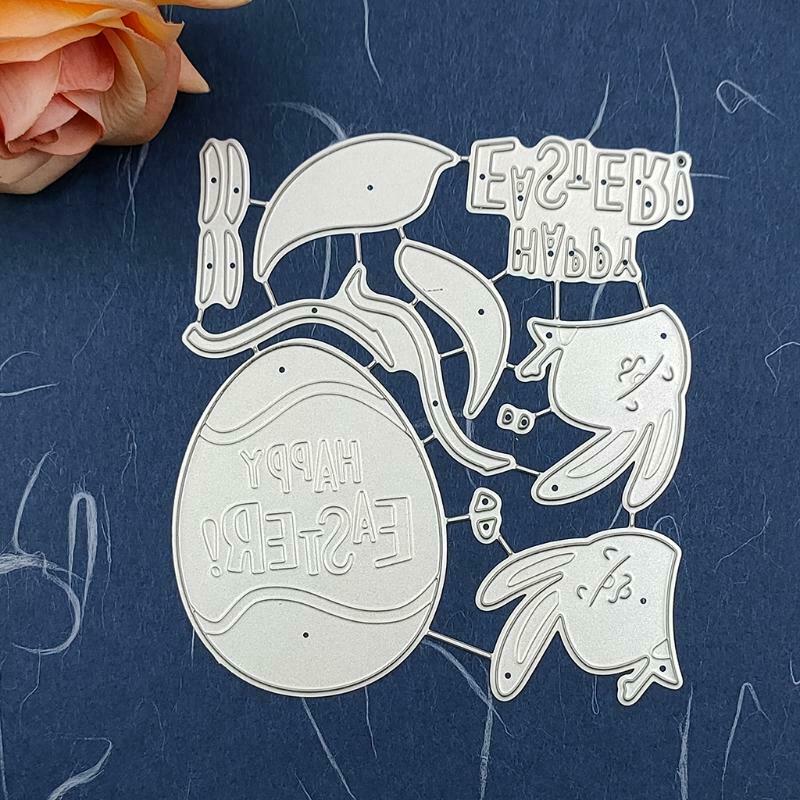 Happy Easter Bunny Metal Cutting Dies Stencil Scrapbooking DIY Album Stamp Paper