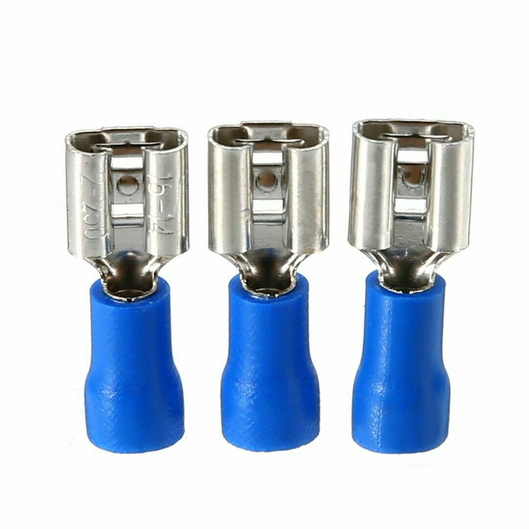 50X Female Spade Blade Wire Connectors Insulated Crimp Terminal 1.5-2.5mm² Blue
