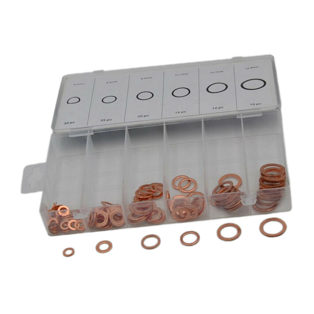 110Sets Solid Copper Washers Assorted Seal Flat Ring Hardware kit Durable