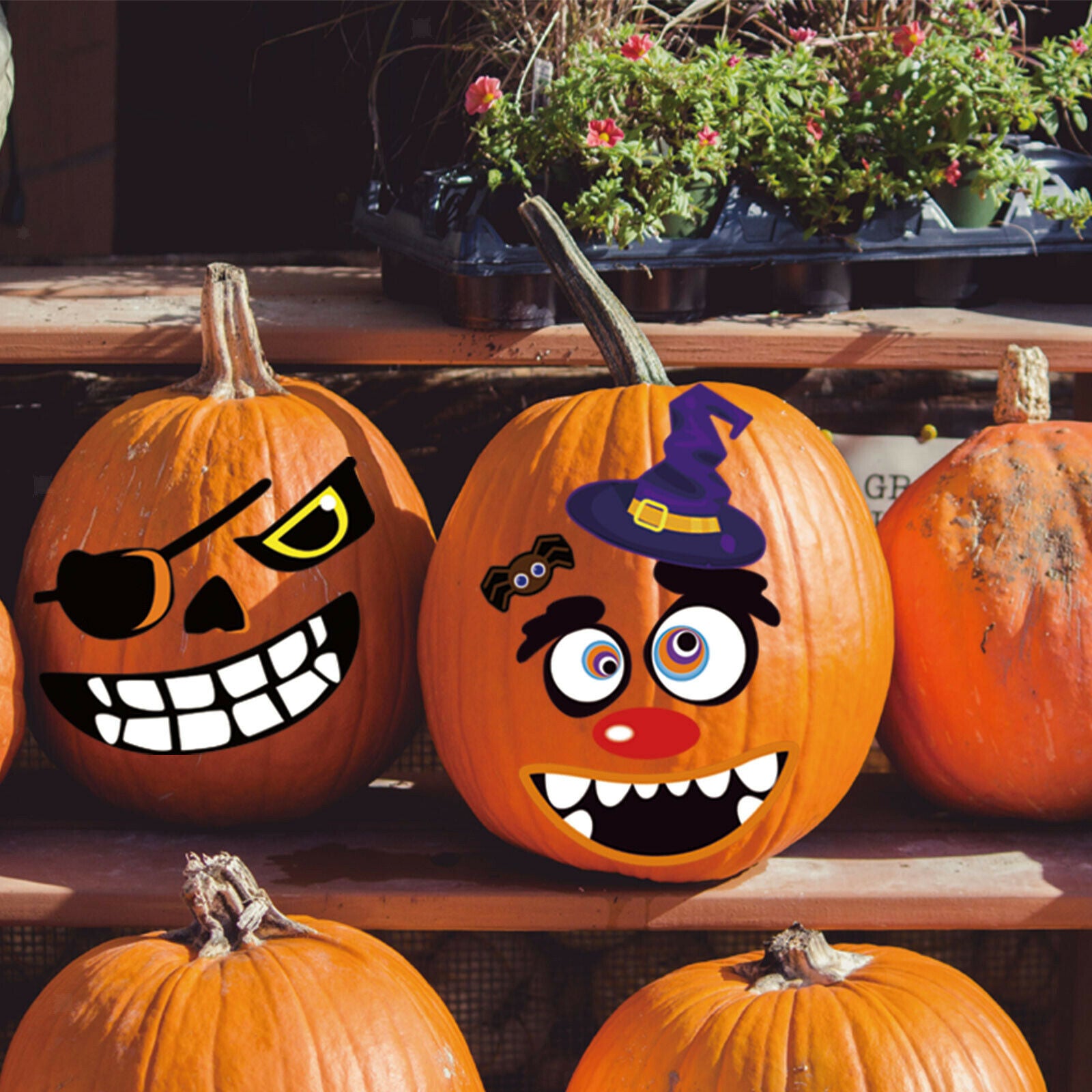 8-Pack Halloween Stickers for Pumpkin Kids Adults Party Supplies Decorations