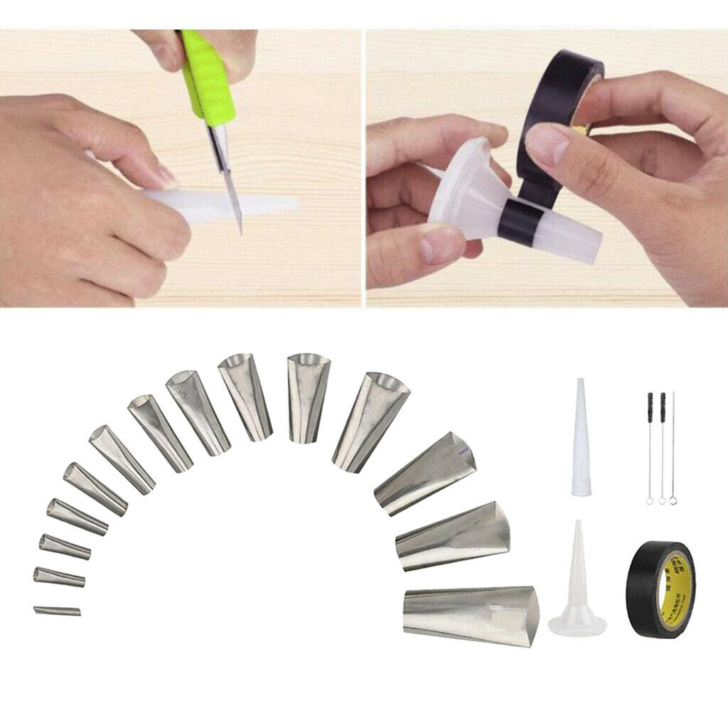 20pcs Caulking Finisher Nozzle STAINLESS Push Rod Caulking Applicator Tool