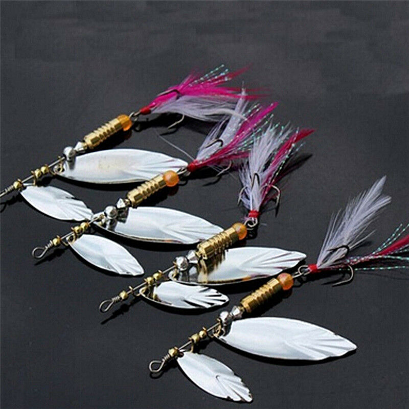 Hook Treble Spinner Bait Tackle Lures Sequins Spoon Feather Fishing Paille.l8