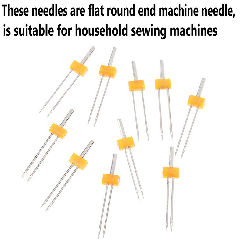 10 Sizes Mixed Sewing Machine Needles Double Twin Needles with Plastic BoxB FT