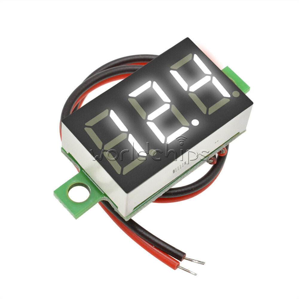 Mini White 4.7-32V 2 Wire LED Panel Voltage Meter 3-Digital Adjustment Voltmeter