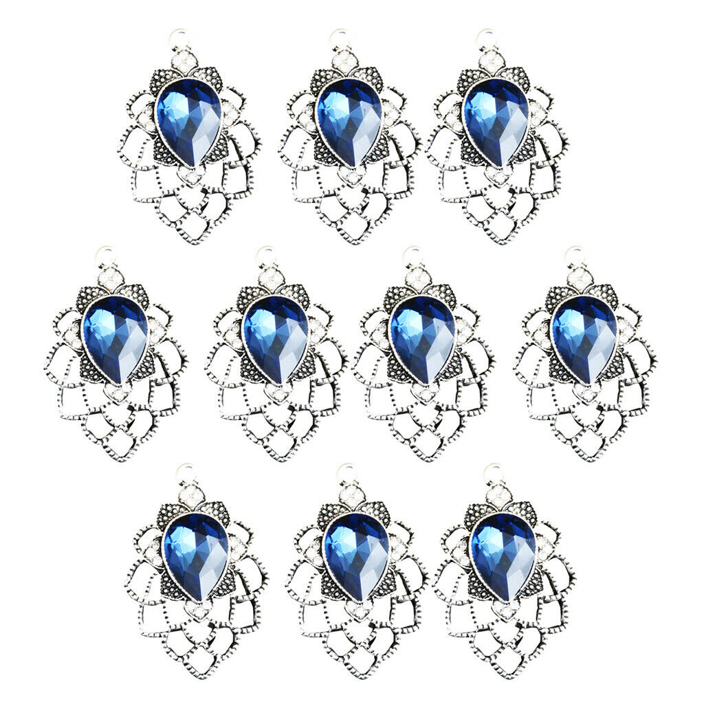 10x Flower Rhinestone Charms Pendants for DIY Necklace Jewelry Findings