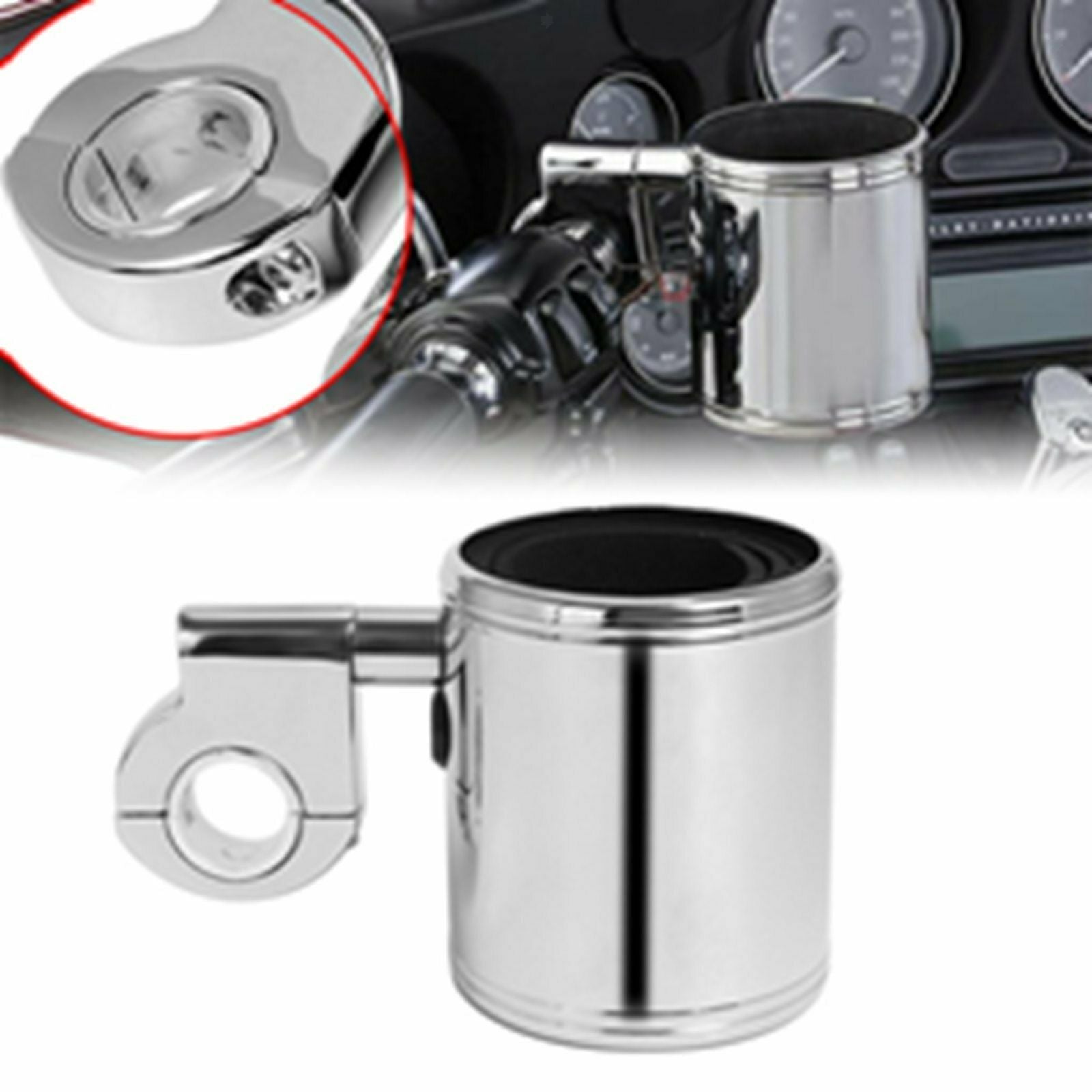 Motorcycle Adjustable Drink Holder for 7/8" 1" 1 1/4" Handlebar Organizer