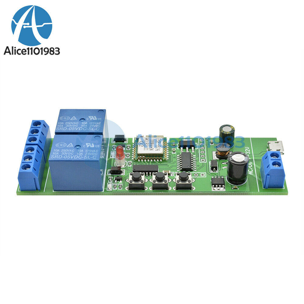 Smart Wifi Relay Switch 2CH DC 7-32V Wireless Timer Remote Control Module