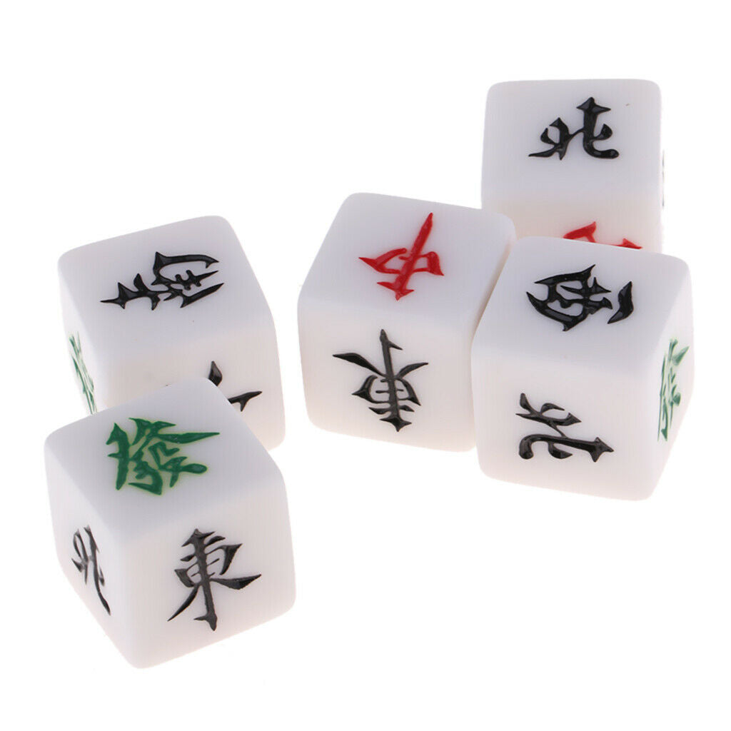 22mm Board Game Mahjong Accessory Set with 5 Cubes